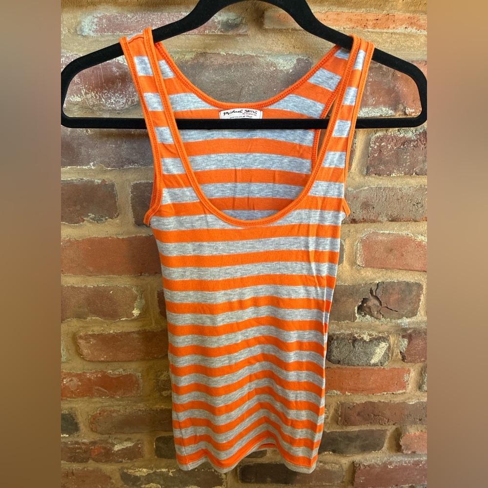 Michael Stars - Striped Orange and Gray Women's Tank Top
